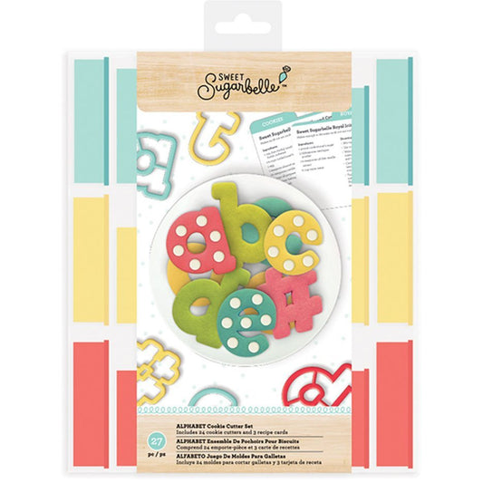 Sweet Sugarbelle Alphabet Set met vierentwintig letteruitstekers en receptenkaarten
