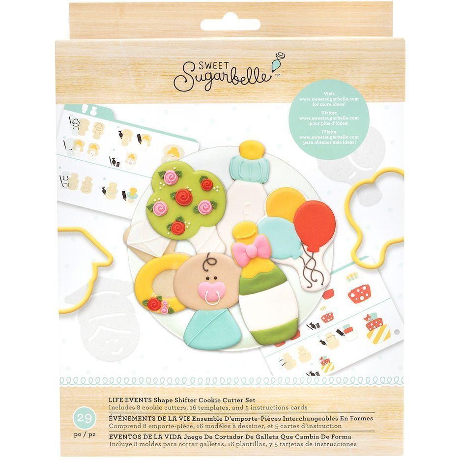 Sweet Sugarbelle Life Events set met acht uitstekers voor geboorte, bruiloft en verjaardag