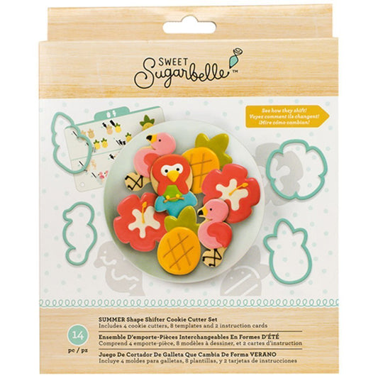 Sweet Sugarbelle Summer set met uitstekers van een bloem, ananas, schelp en zeepaardje