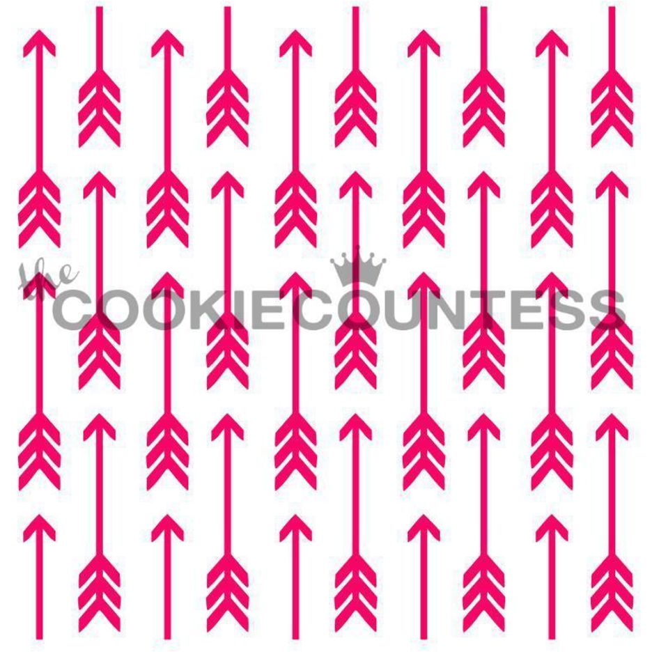 Arrows stencil van The Cookie Countess met boho pijlen-patroon voor het decoreren van koekjes