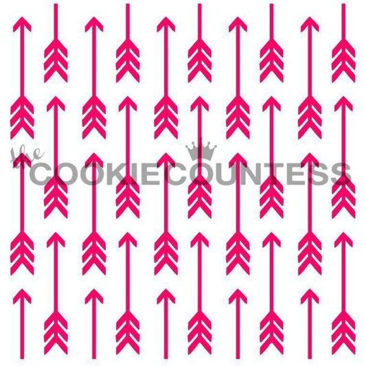 Arrows stencil van The Cookie Countess met boho pijlen-patroon voor het decoreren van koekjes