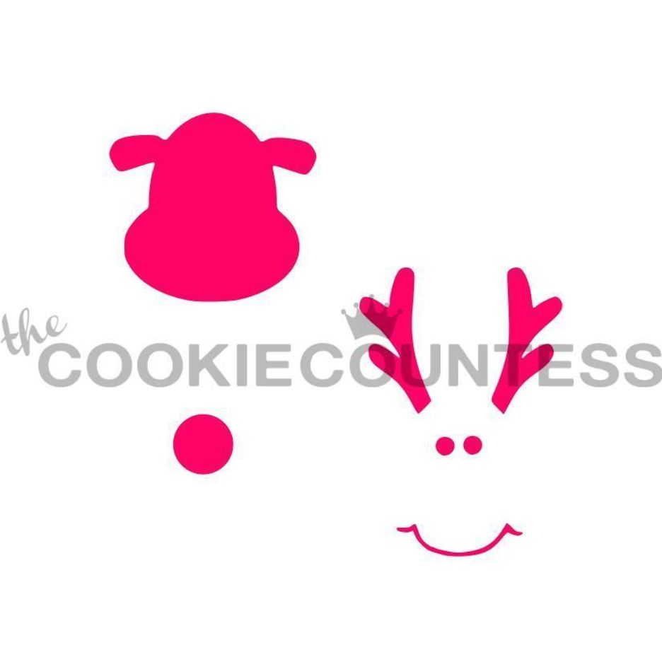 Build a Rudolph stencil van The Cookie Countess met rendier-ontwerp voor het decoreren van kerstkoekjes