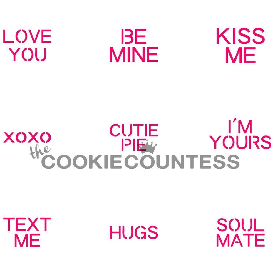 The Cookie Countess - Conversation Hearts Classic stencil