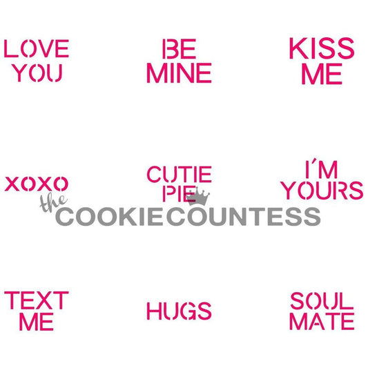 The Cookie Countess - Conversation Hearts Classic stencil