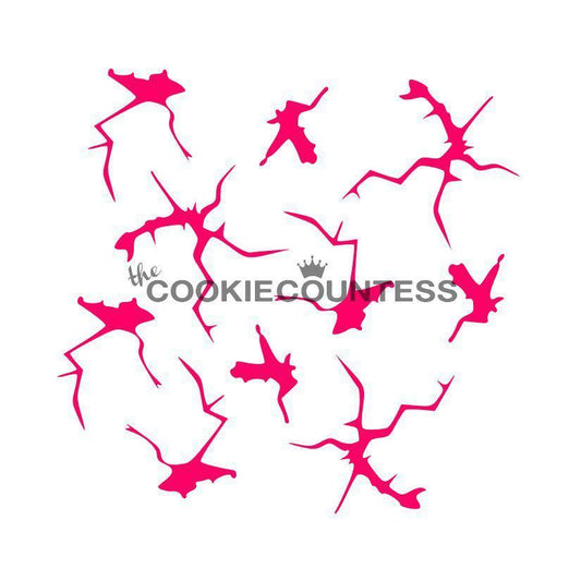 Cracks stencil van The Cookie Countess met barsten-patroon voor het decoreren van koekjes
