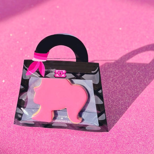 Zwart decoratie zakje van The Cookie Countess met handvat en ziplock-sluiting voor het verpakken van koekjes