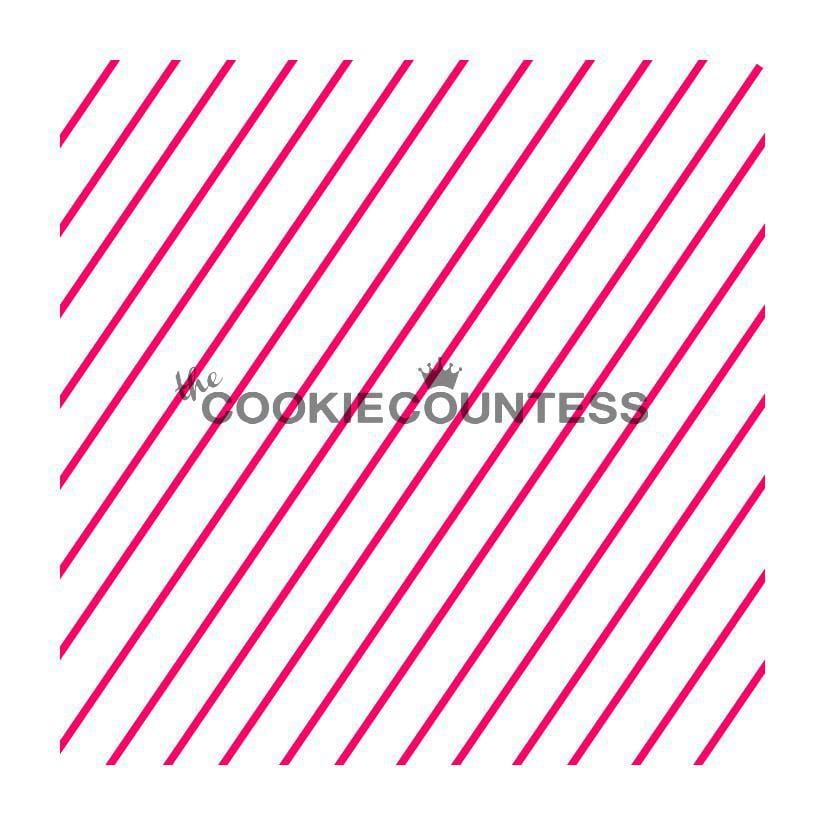 Koekje gedecoreerd met het fijne strepen-patroon van de Diagonal Thin Stripes 2 stencil