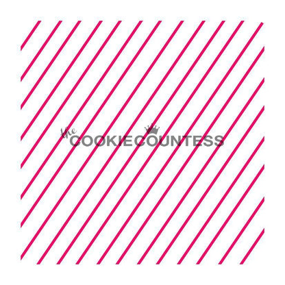 Koekje gedecoreerd met het fijne strepen-patroon van de Diagonal Thin Stripes 2 stencil