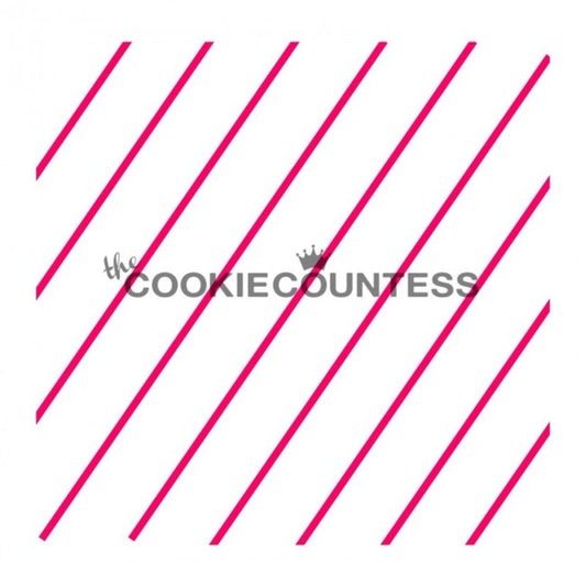 Diagonal Thin Stripes stencil van The Cookie Countess met dunne diagonale strepen voor het decoreren van koekjes