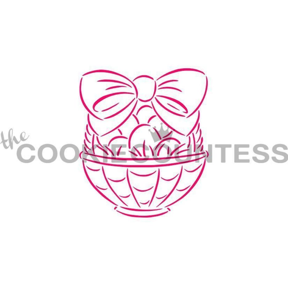 Easter Basket PYO stencil van The Cookie Countess met paasmandje voor paint your own paaskoekjes