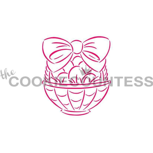 Easter Basket PYO stencil van The Cookie Countess met paasmandje voor paint your own paaskoekjes