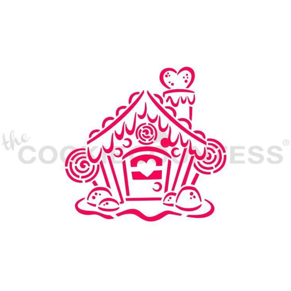 Gingerbread House PYO stencil van The Cookie Countess met huisje-patroon voor paint your own kerstkoekjes