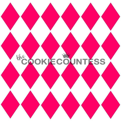Harlequin stencil van The Cookie Countess met ruiten-patroon voor het decoreren van koekjes