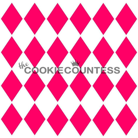Harlequin stencil van The Cookie Countess met ruiten-patroon voor het decoreren van koekjes