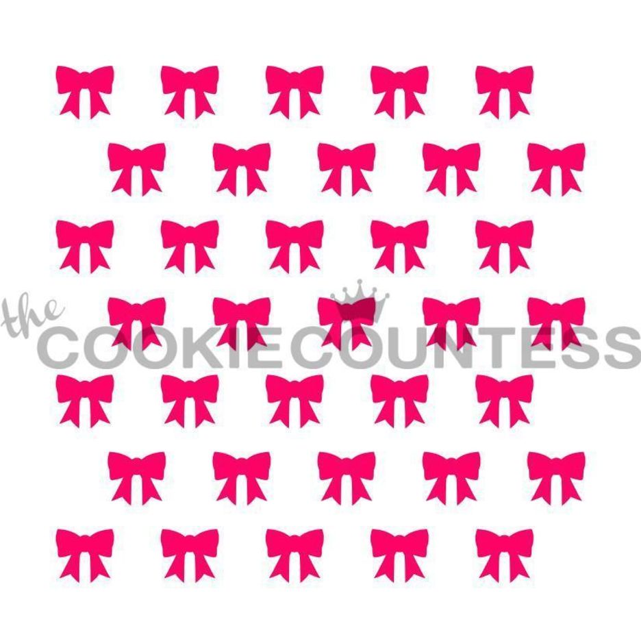 Little Bows stencil van The Cookie Countess met strikjes-patroon voor het decoreren van koekjes