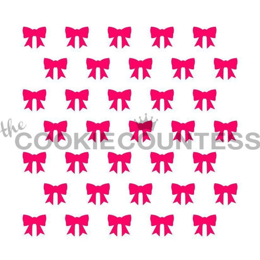 Little Bows stencil van The Cookie Countess met strikjes-patroon voor het decoreren van koekjes