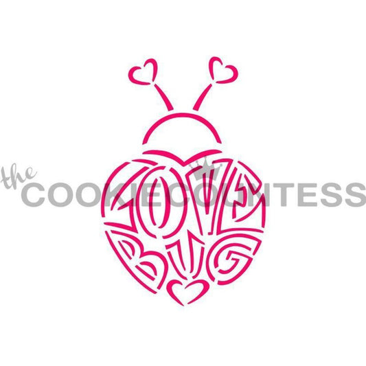 Love Bug PYO stencil van The Cookie Countess voor paint your own valentijnskoekjes