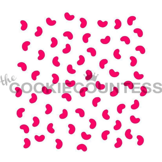Mini Jelly Beans stencil van The Cookie Countess met snoepjes-patroon voor het decoreren van koekjes