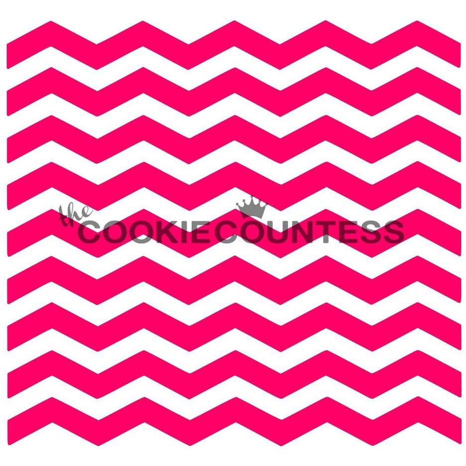 Narrow Chevron stencil van The Cookie Countess met zigzag-patroon voor het decoreren van koekjes