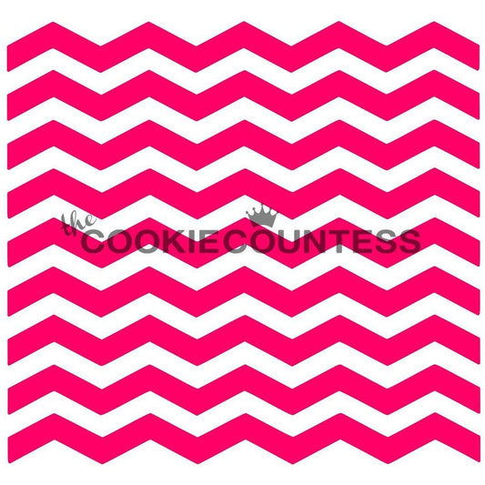 Narrow Chevron stencil van The Cookie Countess met zigzag-patroon voor het decoreren van koekjes
