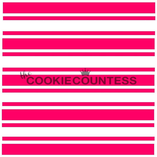 Preppy Stripes stencil van The Cookie Countess met strepen-patroon voor het decoreren van koekjes