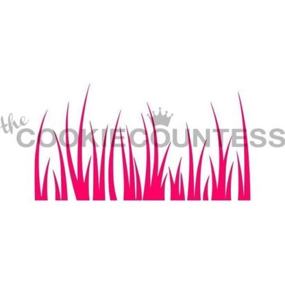 The Cookie Countess Tall Grass stencil ontwerp met hoge grashalmen, perfect voor het airbrush decoreren van koekjes met een natuurlijk gras patroon