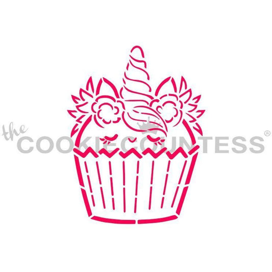The Cookie Countess - Unicorn Cupcake PYO stencil