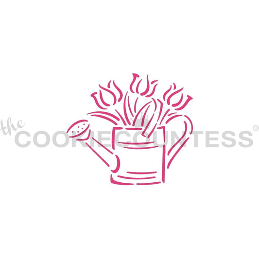 The Cookie Countess - Tulips in Watering Can PYO stencil