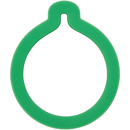 Wilton Comfort Grip Uitsteker Kerstbal bovenaanzicht met groene comfortabele rubber grip in kerstbalvorm, ergonomische koekjesuitsteker voor het eenvoudig uitsteken van kerstkoekjes