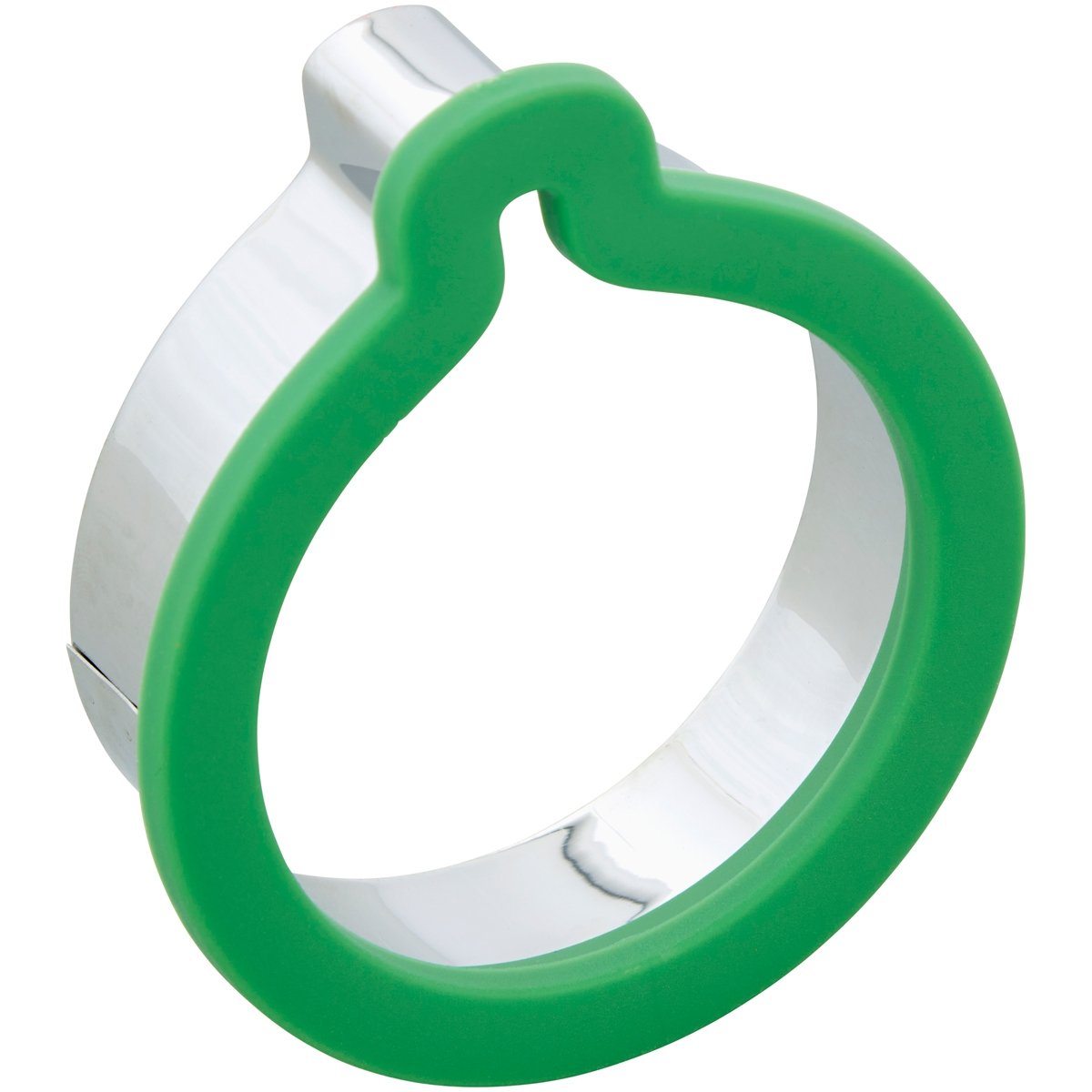 Wilton Comfort Grip Uitsteker Kerstbal met groene comfortabele grip en roestvrijstalen snijrand in kerstbalvorm, ergonomische koekjesuitsteker ideaal voor het maken van kerstkoekjes