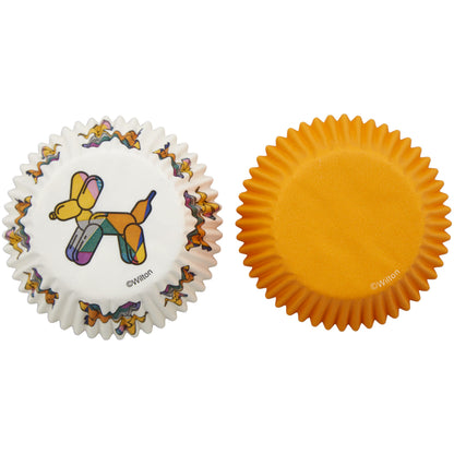 Wilton ballonhond cupcakevormpjes, wit met kleurrijke ballonhond-print