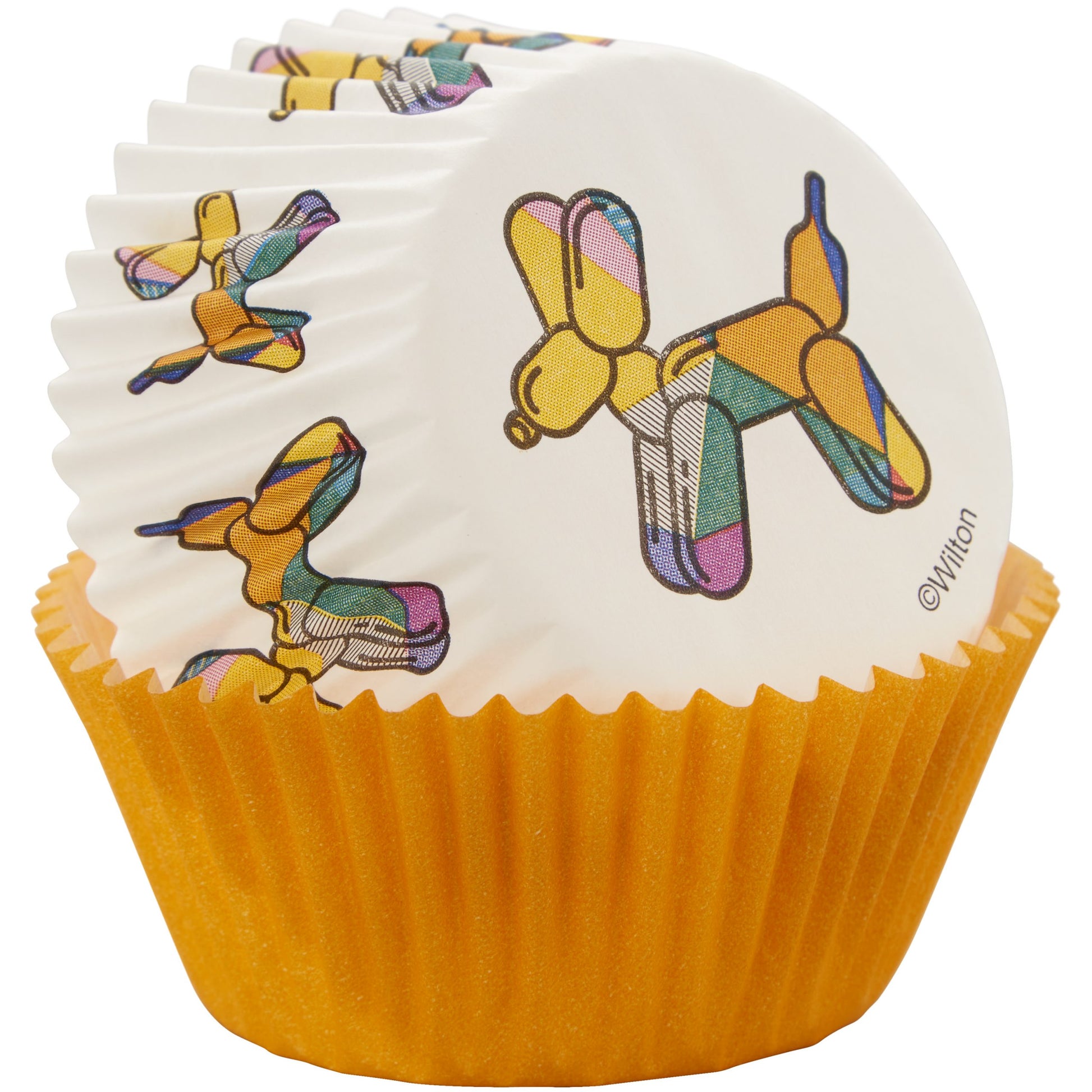 Wilton cupcakevormpjes ballonhond en oranje in gebruik