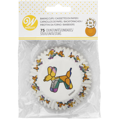Wilton cupcakevormpjes met ballonhond-print en effen oranje, set van 75