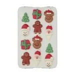 Wilton Kerstfiguurtjes suikerdecoraties set van 12 stuks met kerstbomen, peperkoekmannetjes, cadeautjes en kerstkousen, eetbare taartdecoratie voor het versieren van kerstkoekjes en cupcakes
