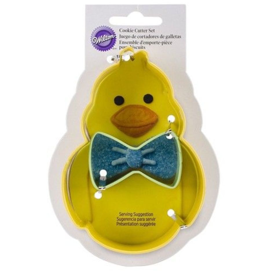 Wilton uitsteker set met kuiken en strikje voor paaskoekjes